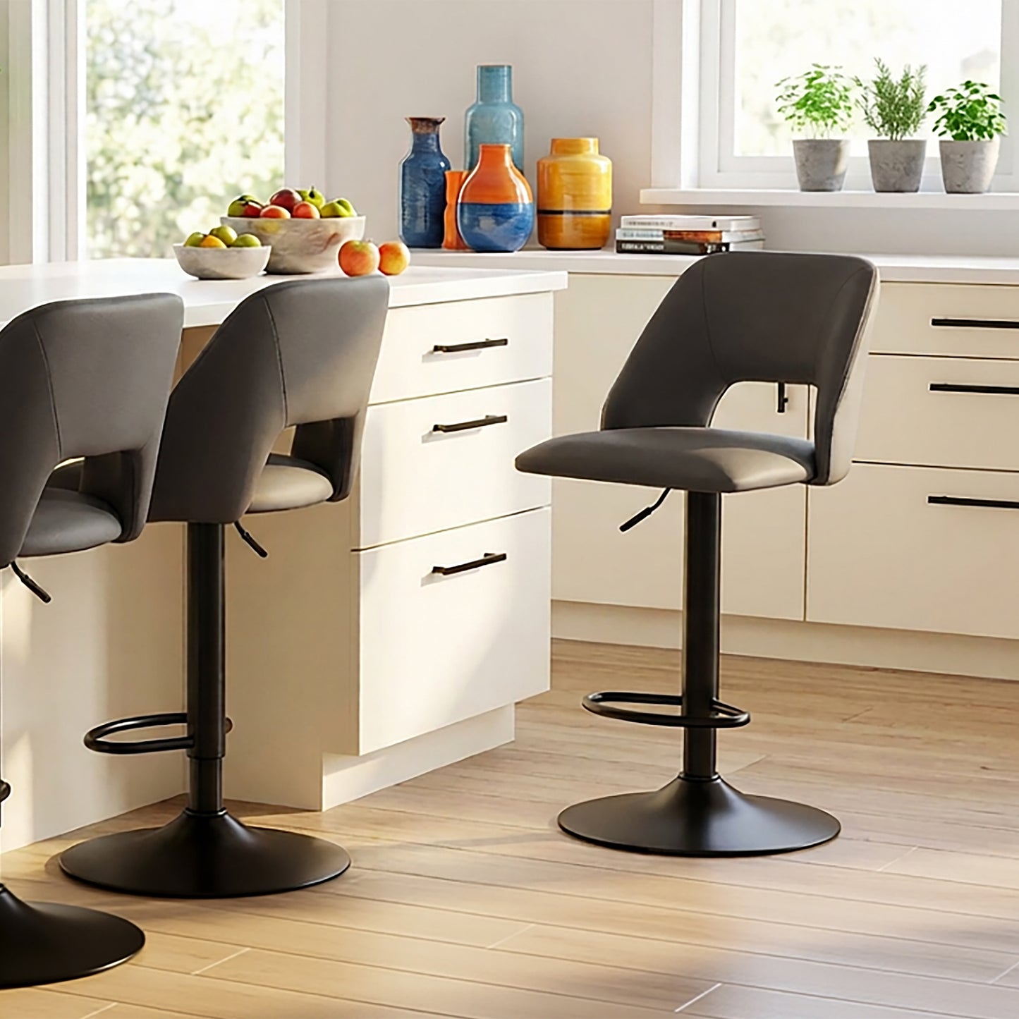 Adler adjustable air-lift stool, set of 2