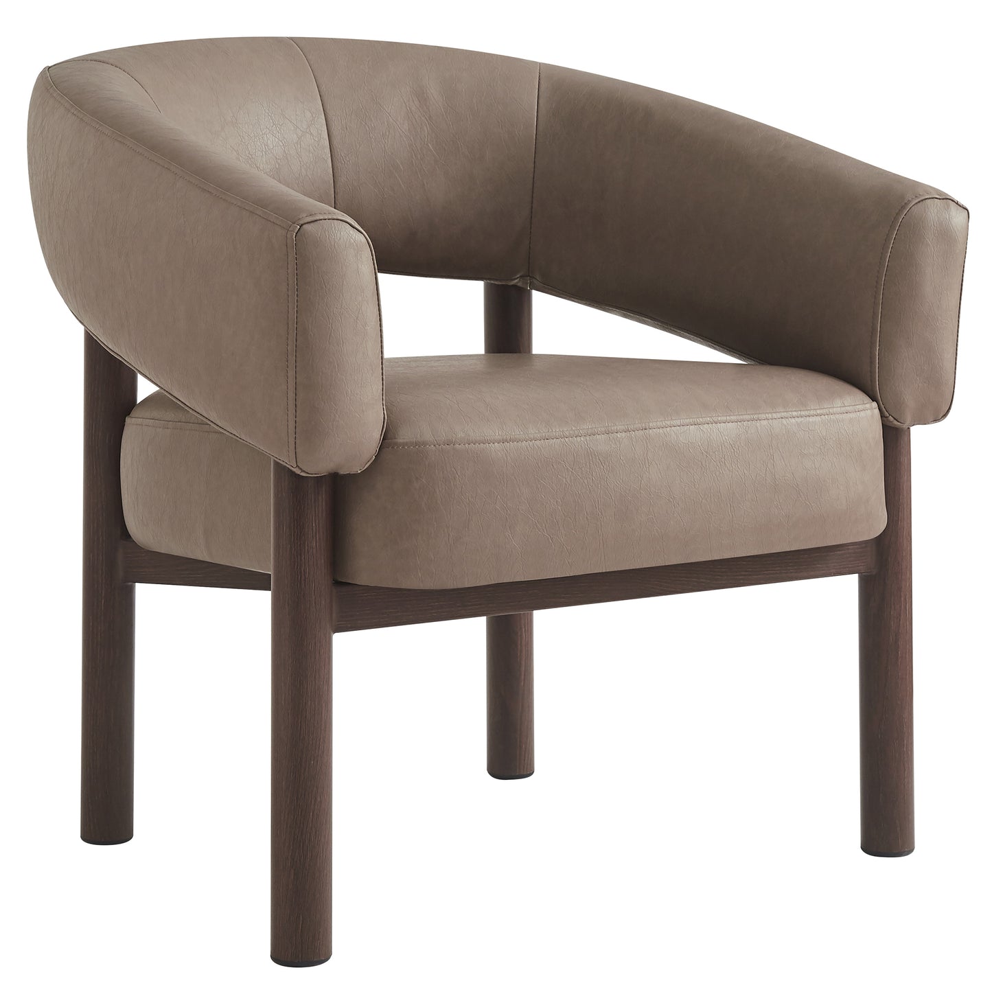 Allegra accent chair in dark taupe and walnut