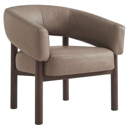 Allegra accent chair in dark taupe and walnut