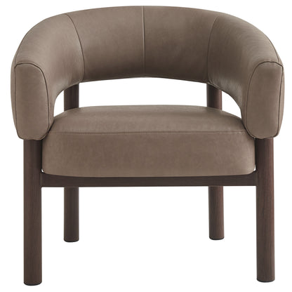 Allegra accent chair in dark taupe and walnut