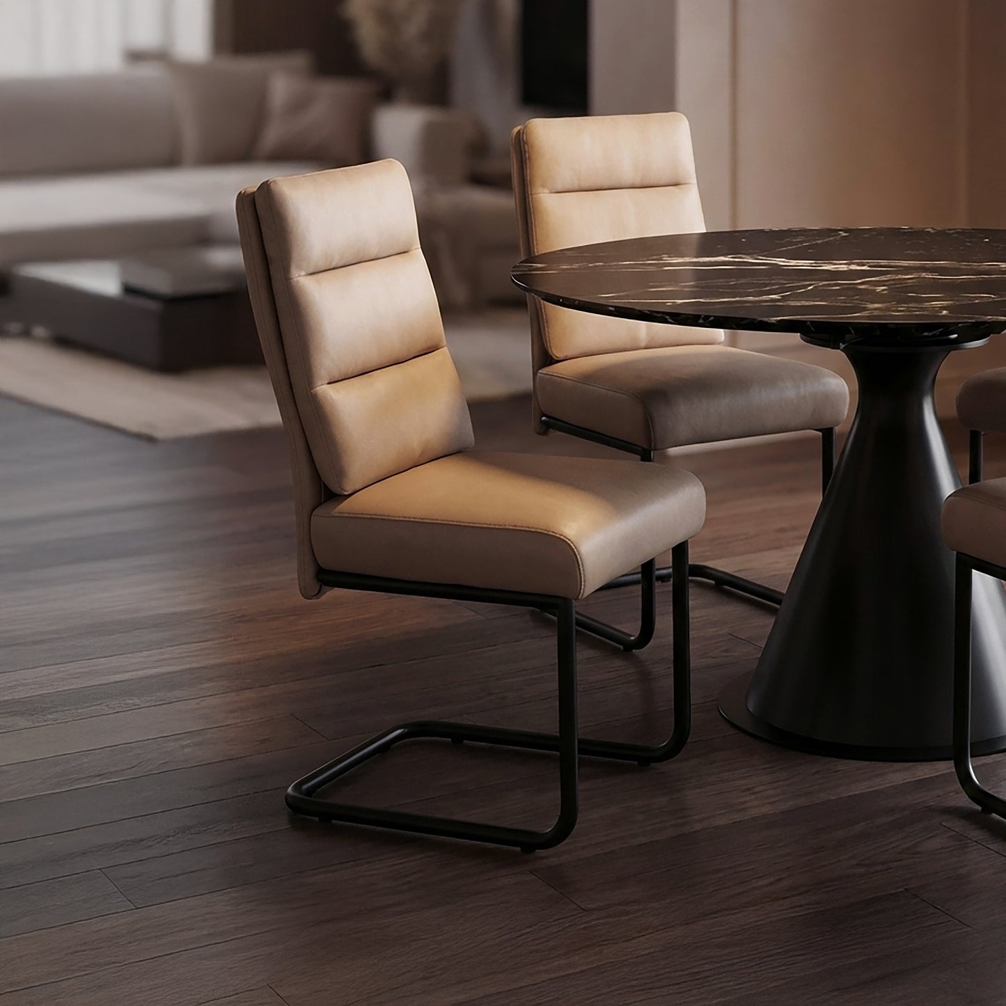 Brodi dining/lounge chair, set of 2 in mushroom pu and black