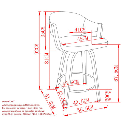 Freya 26" counter stool with swivel, set of 2 in toffee and walnut
