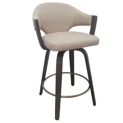 Freya 26" counter stool with swivel, set of 2 in toffee and walnut