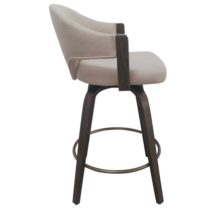 Freya 26" counter stool with swivel, set of 2 in toffee and walnut
