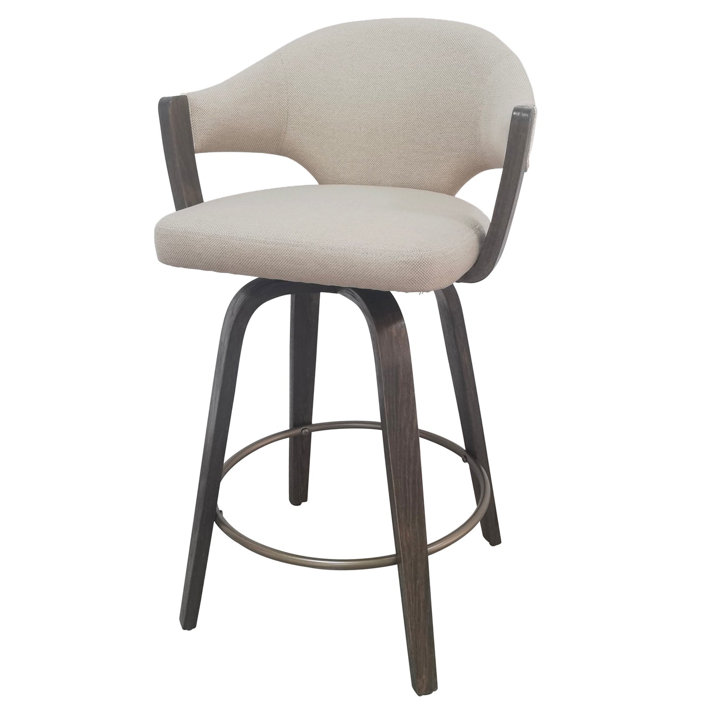Freya 26" counter stool with swivel, set of 2 in toffee and walnut