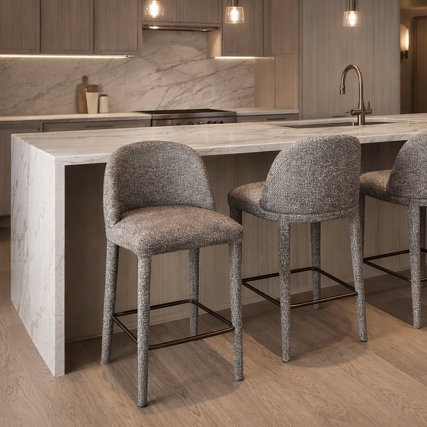 Kiara 26" counter stool, set of 2 in brown
