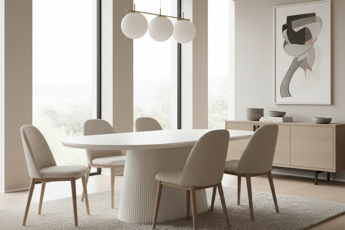 Tovas Oval Dining Table in Ivory
