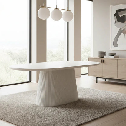 Tovas Oval Dining Table in Ivory