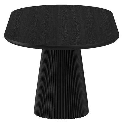 Tovas and Caspian 7pc Dining Set - Black Table and Dark Walnut Chairs