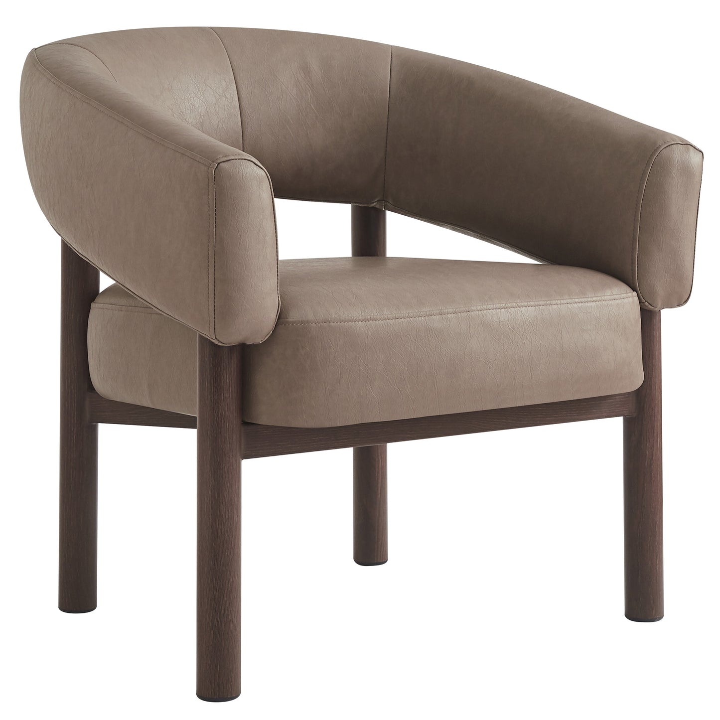 Allegra Accent Chair In Dark Taupe And Walnut