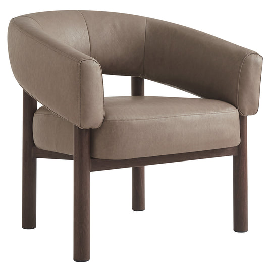 Allegra Accent Chair In Dark Taupe And Walnut