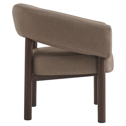 Allegra Accent Chair In Dark Taupe And Walnut