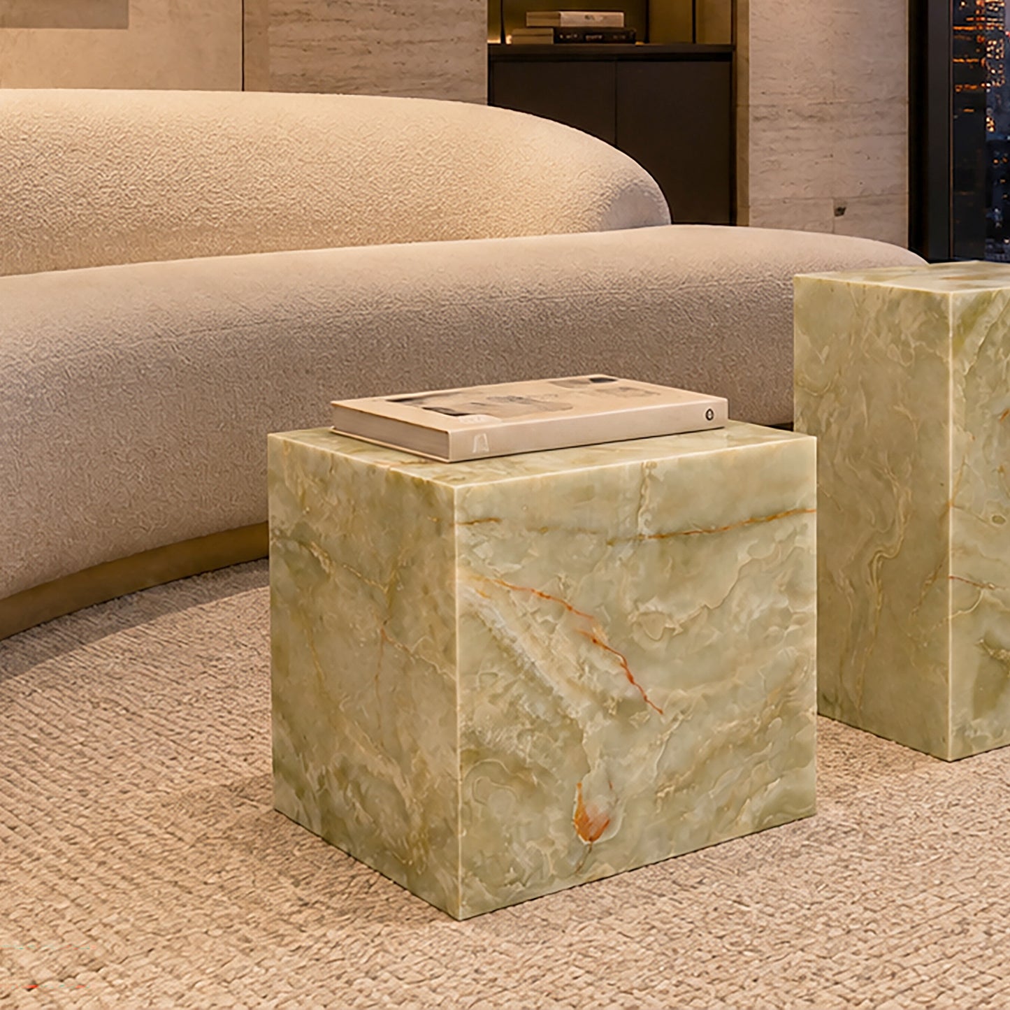 Artemis Square Accent Table in Jade Onyx