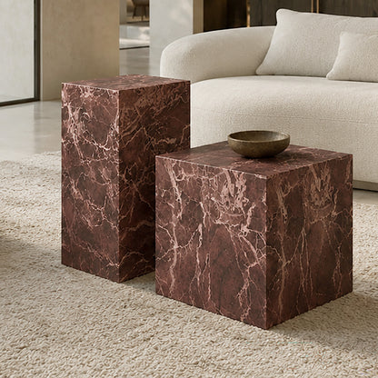 Artemis Square Accent Table in Red Levanto