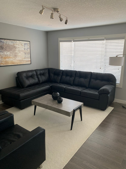 Faux Black Leather Sectional