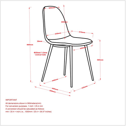 Lyna Dining Chair, set of 4 in Beige and Walnut