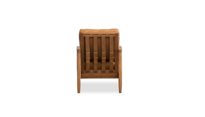 Craftsman Occasional Chair in Butternut Leather and Natural Oak Frame – rear view on white background