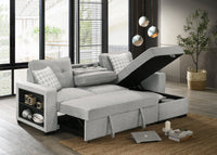 Leni Sleeper Sectional in Light Grey