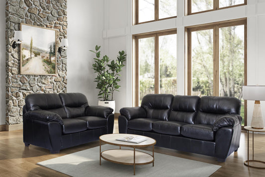 Collection 1601 Sofa and Love Seat Leather Gel in Black