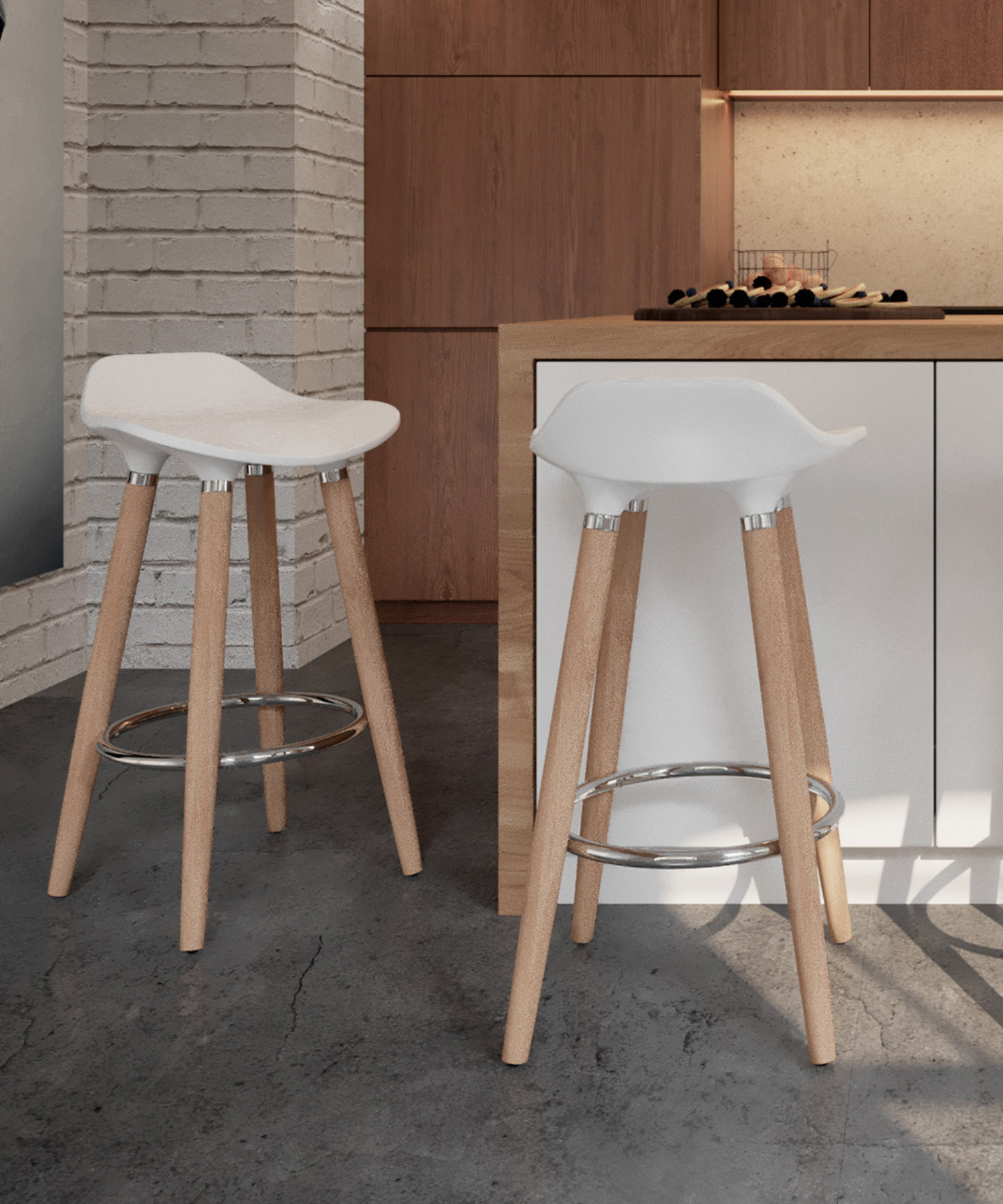 Counter stools in a modern kitchen