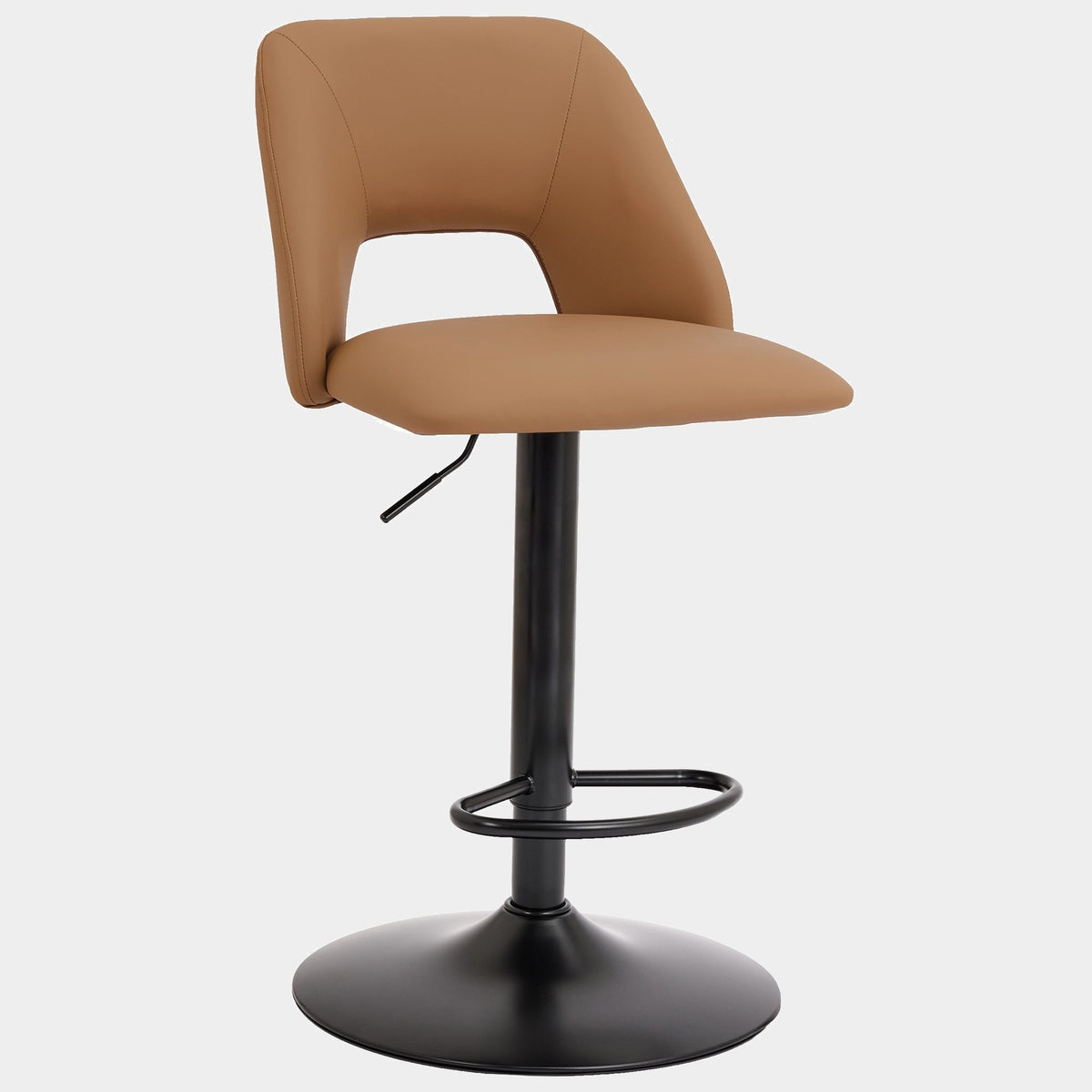 Adler Adjustable Air-lift Stool, Set of 2 - Tan, single stool, grey background