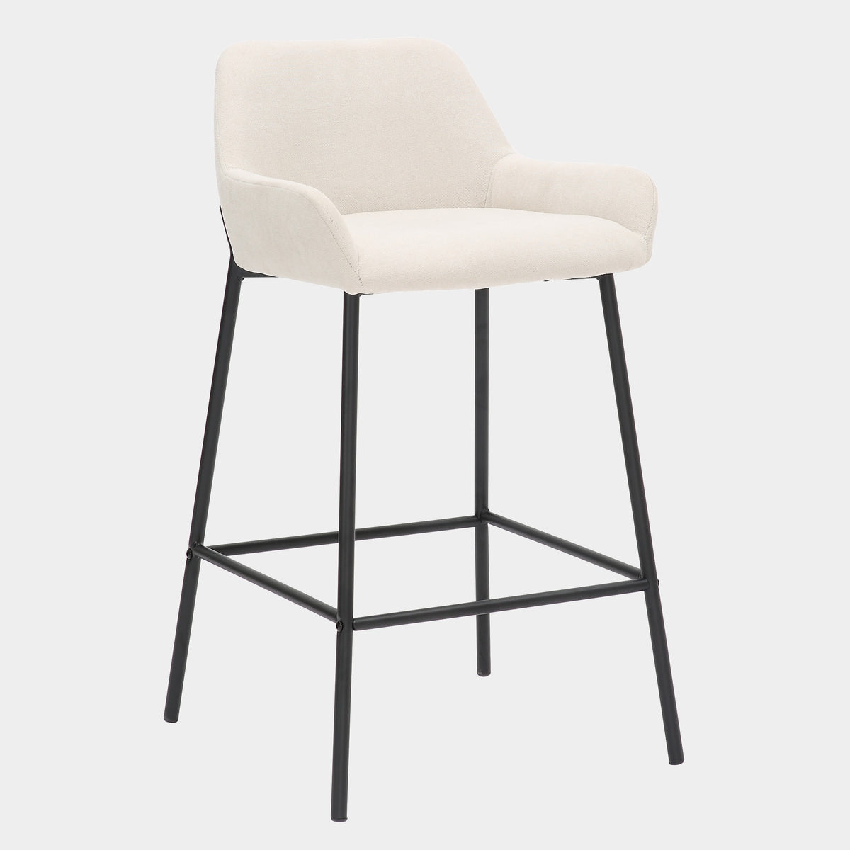 Baily counter stool in beige, side angle, grey background