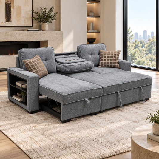 Blair Sleeper Sectional in Grey