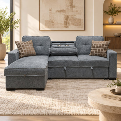 Blair Sleeper Sectional in Grey