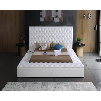 Bliss Ivory Velvet Upholstered Storage Bed, bedroom front view