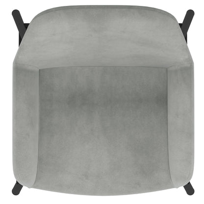Top-down view of the Baily counter stool seat in grey velvet showing the padded seat and low arms