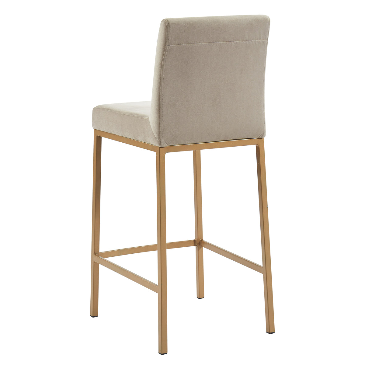 Diego 26-inch counter stool in beige and aged gold, back three-quarter view