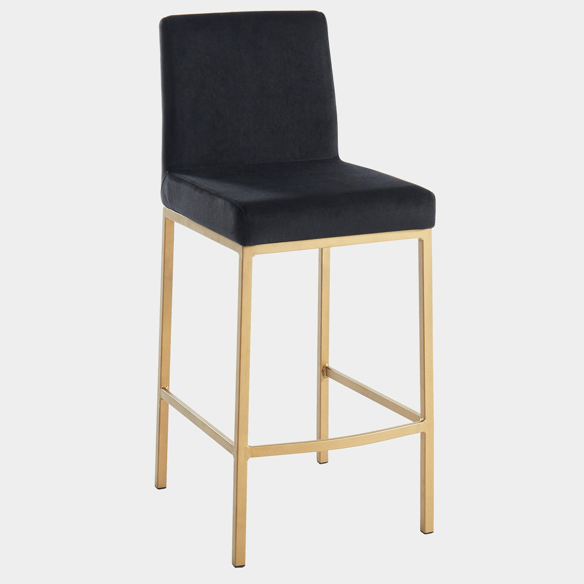 Diego black counter stool, side angle, grey background