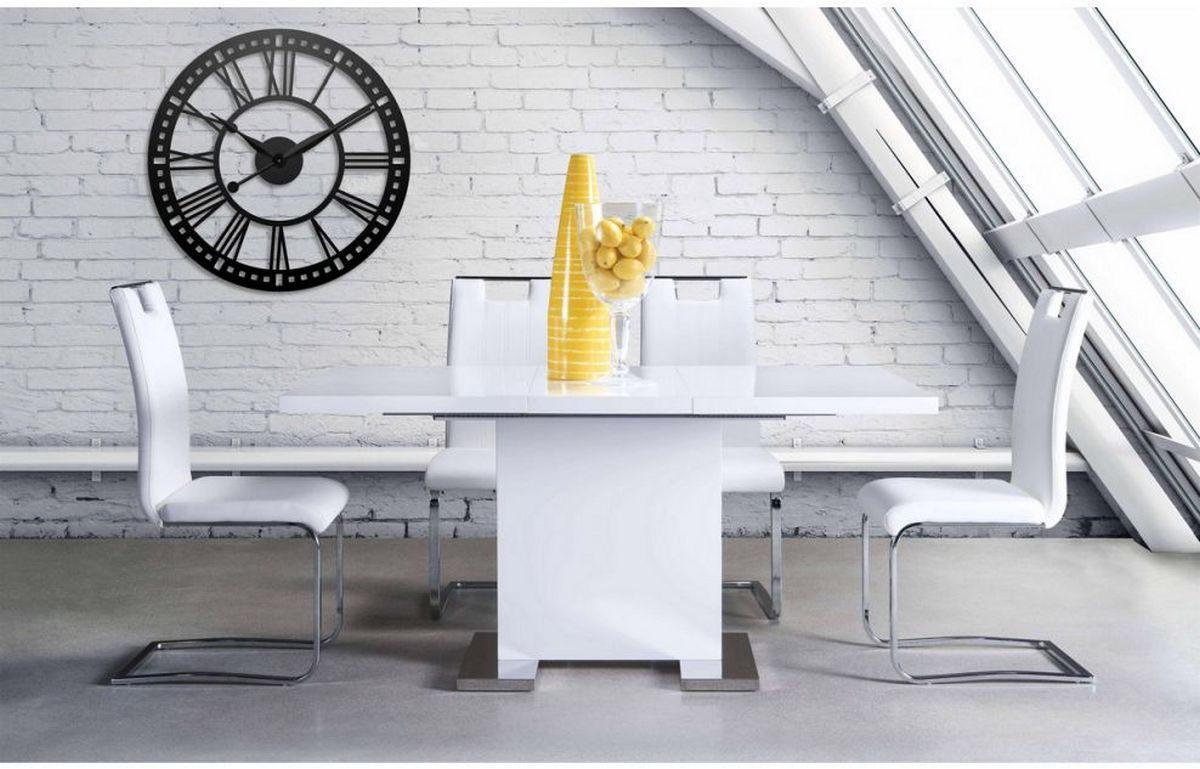 Mazin Furniture Standa white extendable dining table 5433DT - side view