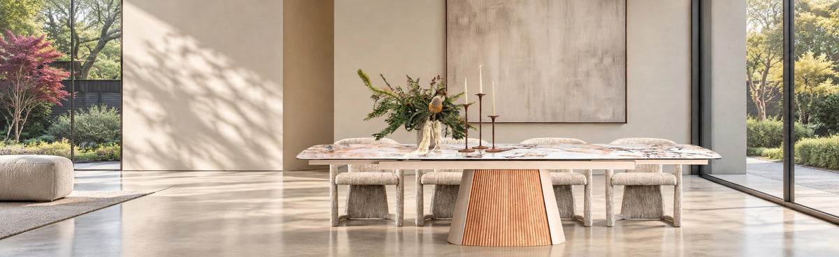 Gaia Extension Dining Table in a bright dining room