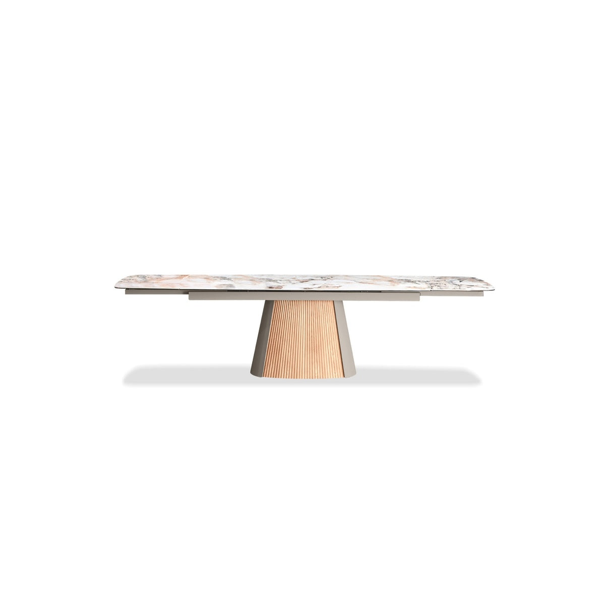 Ceramic dining table in a bright dining room