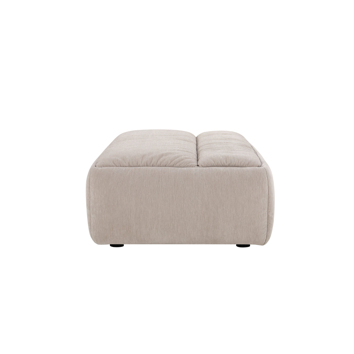 Modani Modular Sectional in beige, rear view of the two-seat armless module showing the upholstered back side on a white background