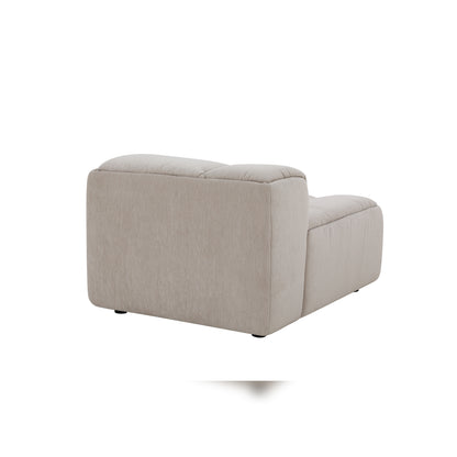 Modani Modular Sectional in beige, rear three-quarter view of an armless sectional module on a white background