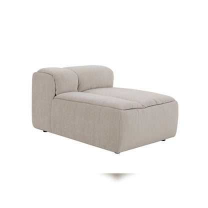 Modani Modular Sectional in beige, side view of an armless lounge module with plush seat and backrest on a white background