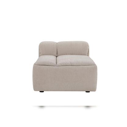 Modani Modular Sectional in beige, front view of a small two-seat armless module with a low backrest and plush cushions on a white background