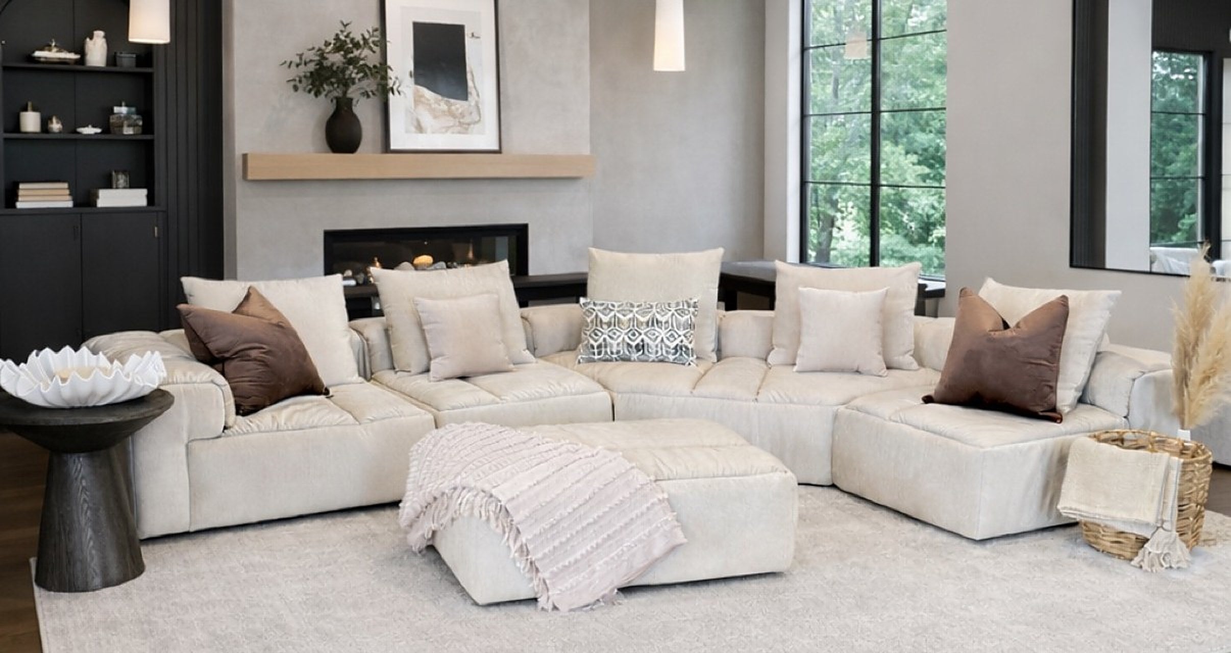 Modular sectional sofa in a modern living room