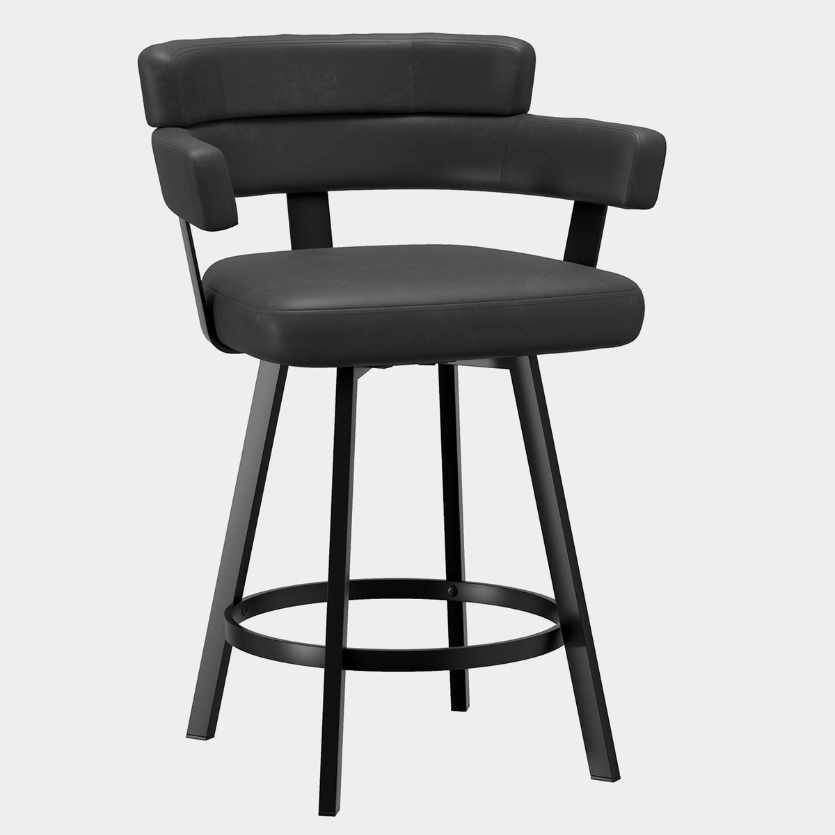 Oberon counter stool in charcoal, side angle, grey background