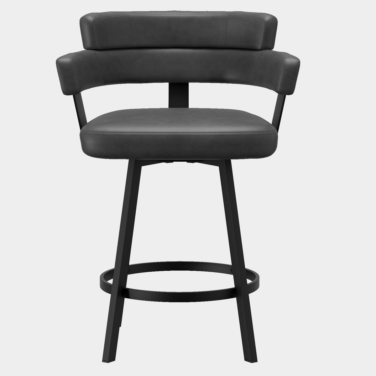 Oberon 26" Counter Stool with Swivel, Set of 2 in Charcoal, single front view