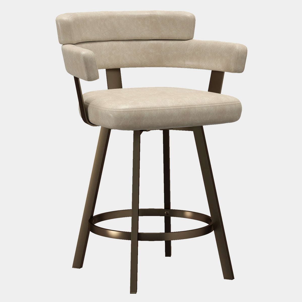 Oberon counter stool in ivory, side angle, grey background