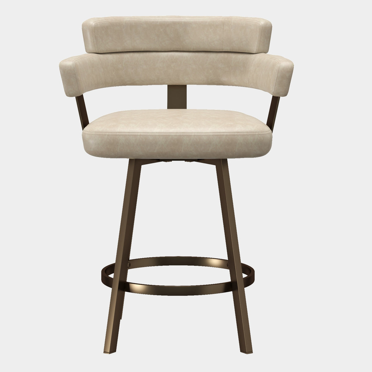 Oberon 26" Counter Stool with Swivel, Set of 2 in Ivory, single front view